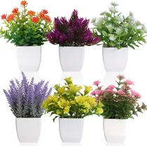 Comprar 6pzs Plantas Flores Artificiales Macetas Decorativas Bonsai