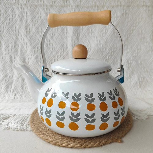 Tetera Esmaltada De , Tetera Decorativa De 2,5 L Con Mango,