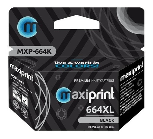 Cartucho De Tinta Compatible Hp 664 Xl Negro F6v31al