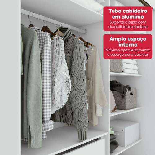Guarda-roupa 2 Portas De Correr 2 Gavetas Easy Light Branco Branco