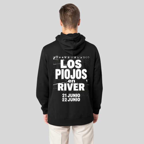 Buzo Canguro Los Piojos En River Estampa En Frente Y Espalda
