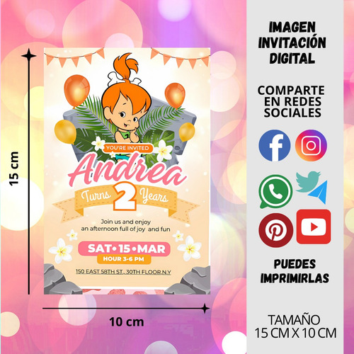 Invitación Digital Imprimible O Comparte Pebbles Pebbles