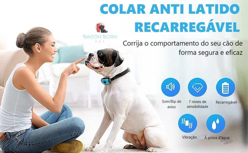 Coleira Adestramento Recarregável Anti Latido (sem Choque) Cor Preto