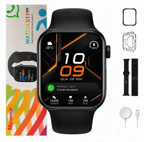 Com tela AMOLED HD e funções de WhatsApp e ChatGPT, ele traz mais praticidade pro dia a dia! 😍⌚