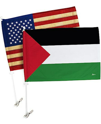 Bandera Palestina Vintage Para Carros 12 X18  Con Soporte - 