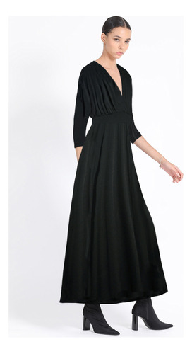 Vestido Maxi, Jersey Negro Liola