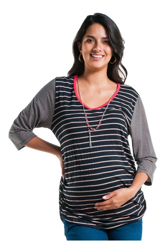 Blusa Maternidad Y Embarazo Lycra Rayada - 7365