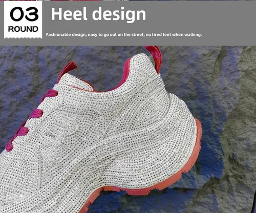 Zapatillas Deportivas Con Plataforma Y Tacón De Cuña Y Diamantes De Imitación Para Mujer