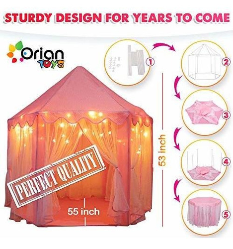 Tienda De Campaña Orian Princess Castle Para Niñas Con Luce