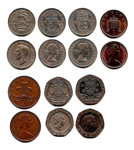 Monedas Gran Bretaña Inglaterra Lote X7 Surtido Desde 1948 (Usado)