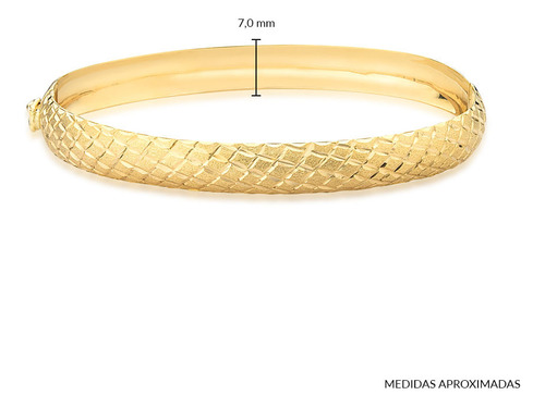 Bracelete Diamond Com Aro Abaulado De 7.0mm Em Ouro 18k 16,0