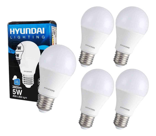 Pack 5 Ampolleta Led 5w A60 E27 Hyundai