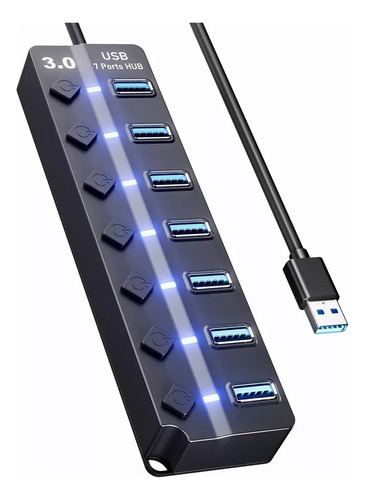 7 Puertos Usb 3.0 Hub Splitter Con Interruptor Independiente