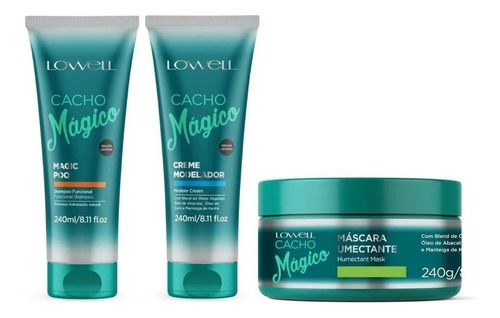 Kit Cacho Mágico Shampoo + Creme Modelador + Máscara Lowell