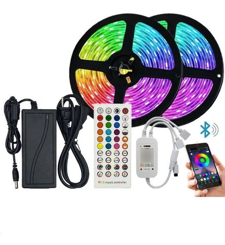 Tira De Luces Led Rgb Bluetooth Musical De 20m Control Y App