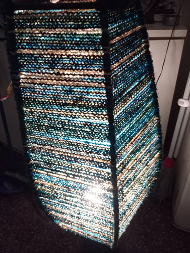Lámpara De Pie Artesanal Azul Petróleo Marrón Oscuro (Usado)
