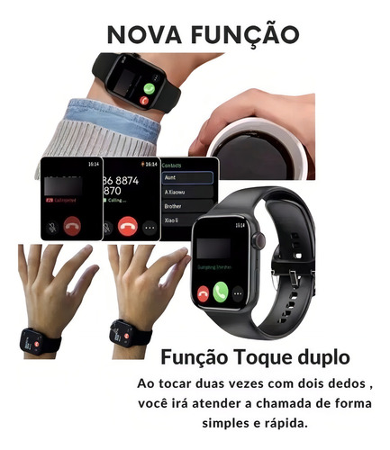 Smartwatch Watch X Mini Series 10 38 mm Amoled 3 pulseras con carcasa negra, pulsera negra, bisel negro, diseño de pulsera lisa