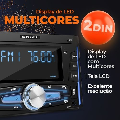 Rádio Automotivo 2 Din Mp3 Fm Bt Aux P2 Sd Shutt Tokyo