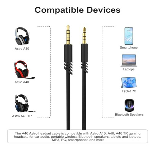 A40 Headset Cord Pack Con Control De Volumen, 6.6ft