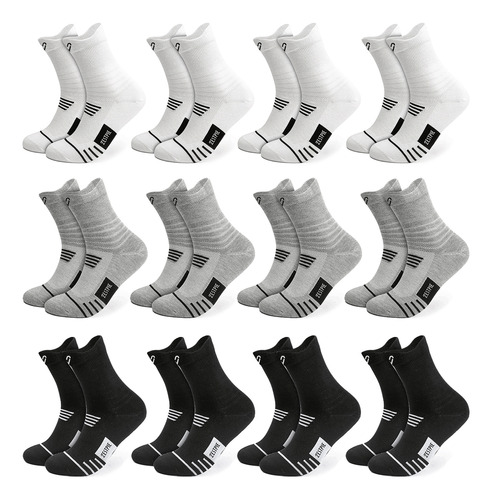 12 Pares Calceta Deportiva Hombre 100% Algodón 