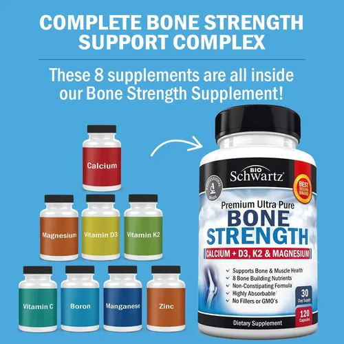 Suplemento Bone Strength Bioschwartz Con Calcio D3 K2 120 Ca
