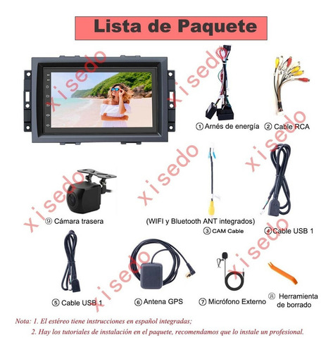 Estéreo Dodge Durango 2007-2013 Android Carplay 2g+32g 7 Pul