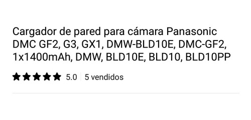 Cargador Para Batería Panasonic Lumix Modelo Dmw-bld10