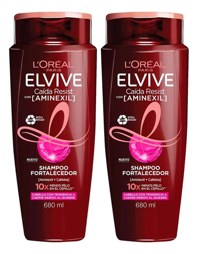 2 Shampoo Elvive Caída Resist Aminexil 680ml