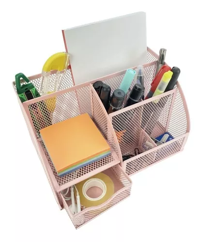 Organizador de escritorio color oro rosa de AUPSEN, accesorios de  escritorio de malla para suministros de oficina, cuenta con 5  compartimentos + 1