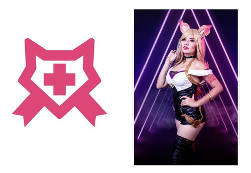 Tatuagem Temporária Cosplay Ahri Lol Rosa