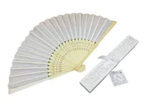 Comprar Abanicos 50 Piezas Blancos Tela Y Bambu Boda Bautizo+caja N