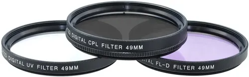 Vivitar 3-in-1 Filter Set Für Kameraobjektive | UV, CPL & FLD Filter (49mm) | Mit Aufbewahrungsetui