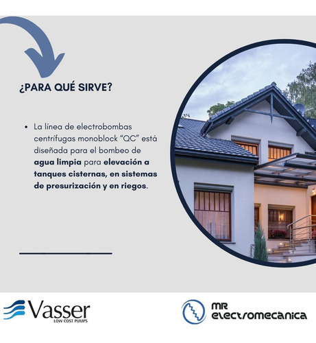 Bomba Centrifuga 1hp Turbina Bronce - Riego - Vasser Qc100