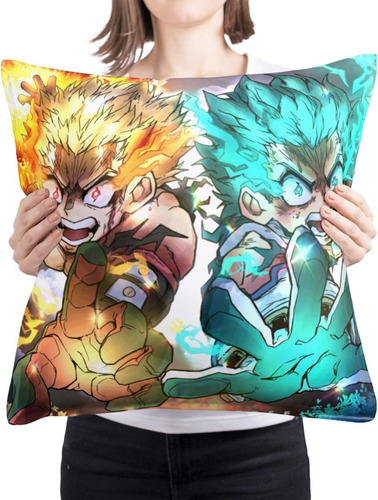 Cojin Decorativo Deku Vs Bakugo Boku No Hero Anime Diseño Color My Hero Academia Diseño De La Tela Lisa