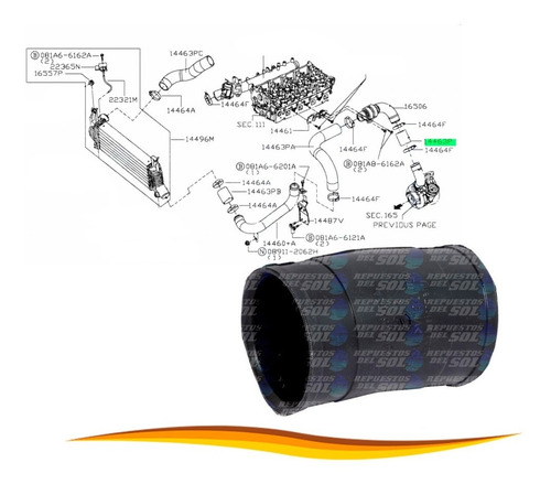 Manguera Corta Intercooler Para Nissan Navara 2008 2014