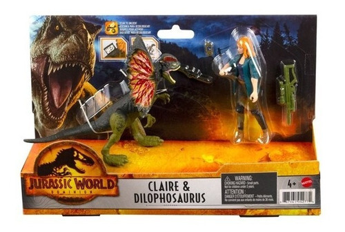 Juguete Jurassic World Dilophosaurus Y Claire Con Codigo Adn