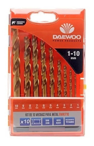 Imagen 1 de 5 de Set Mechas A/ Rápido 10pc Titanio Daewoo Kit Metal 1-10mm