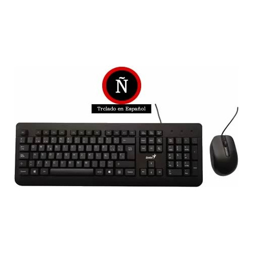 Kit de teclado y mouse Genius KM-160 Inglés US de color negro