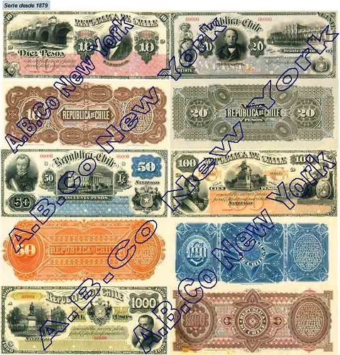 Colección Facsímil Billetes Chile (150) American Banknote Co