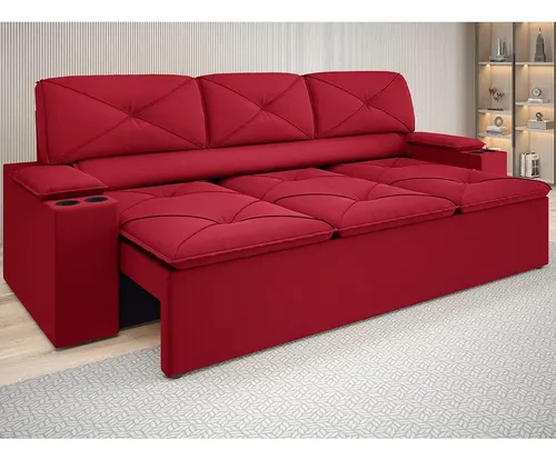 Sofa Retratil E Reclinavel Pop 205m Cor Vermelho