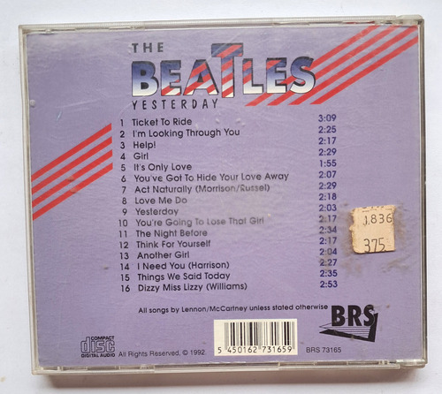 The Beatles - Yesterday - Importado Edición Limitada (Usado)