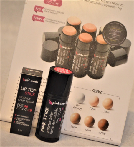 Protetor Solar Pink Stick 5 Incolor + Lip Top Stick P.labial