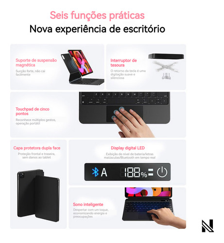 Capa Para iPad Pro De 11 De Teclado De Toque Magnético