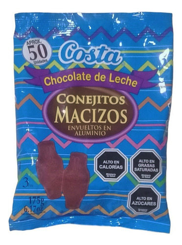 Bolsa X 50 Conejitos Macizos Chocolate De Leche Costa 175g