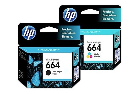 Pack 2 Cartuchos Hp 664 Negro, Color F6v29al Ink Advantage