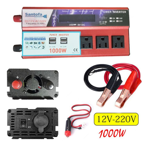 Inversor De Corriente 12v A 220v 1000w 4 Usb 3 Sockets Panta