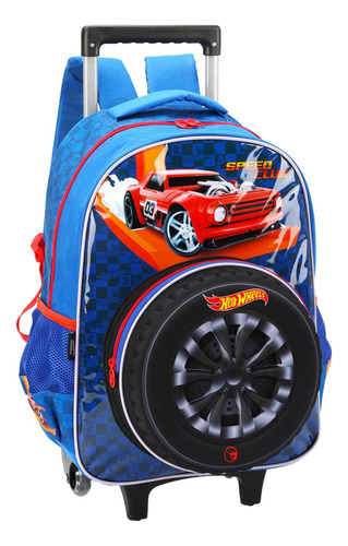 Mochila Rodinhas Com Alça Luxcel Hot Wheels Azul Cor Água Tamanho Único