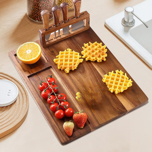 Tablero De Quesos De Bambú Y Cuchillos Play Platter Board