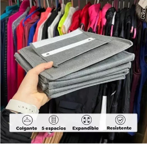 Organizador Colgante De Bolsas 5 Compartimentos Plegable Gris