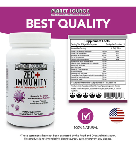 Planet Source Zec+ Inmunidad 90 Cápsulas Vegetarianas